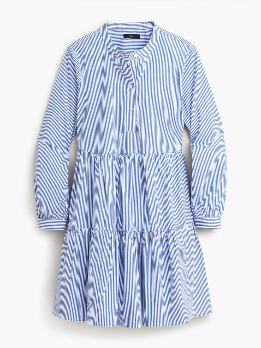 Jcrew Cotton Poplin Striped Tiered Dress